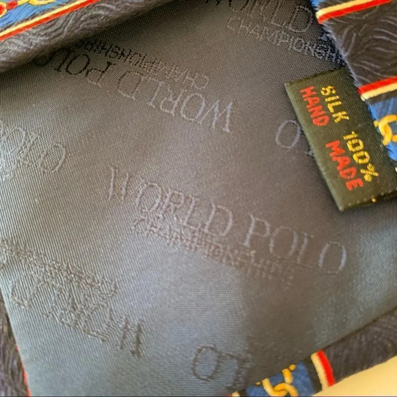 Enzo Ballagio World Polo Championship Silk Tie Blue Red Chain Print‎ Necktie Men - Picture 4 of 9